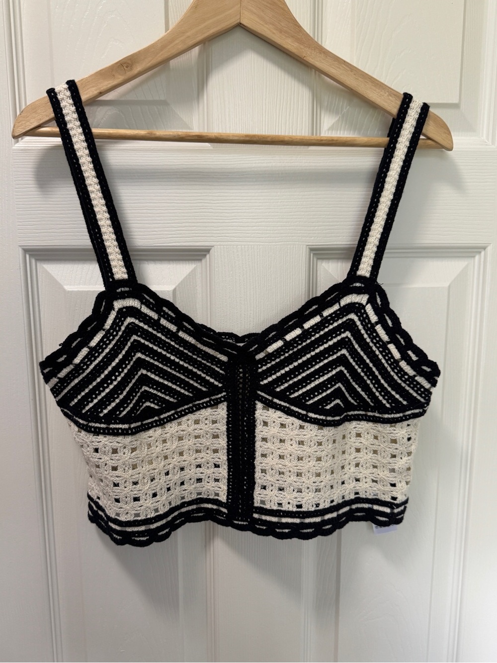 Jason Wu Crochet Knit Crop Top Boho Cottagecore, Festival Tank Sz. 8 - Picture 2 of 6